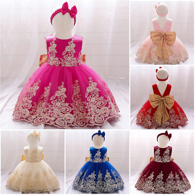 #ad Flower Girl Baby Party Princess Dress Wedding Bridesmaid Birthday Tutu Prom Gown $22.78