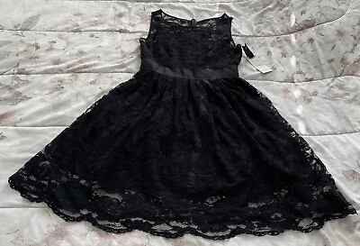 #ad NWT Black BB Dakota Lace Fit amp; Flare Cocktail Dress Size 2 Lined Boho Party $29.98
