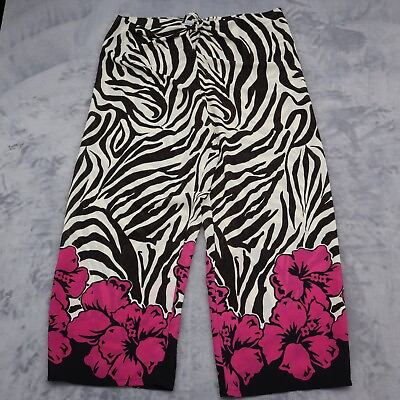 #ad Westbound Pants Womens L White Black Floral Lounge Sheer Beach Cover Up Pants $20.78