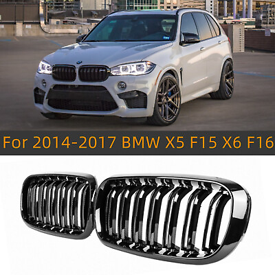 #ad Gloss Black For 2014 2018 BMW X5 X6 F15 F16 Front Bumper Kidney Grille Grill $38.99