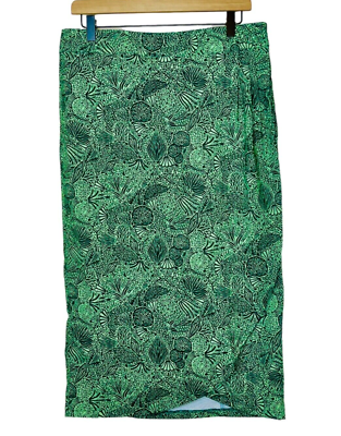 #ad Rip Skirt Hawaii Wrap Skirt Length 4 Size M Wailea Green Print $50.00