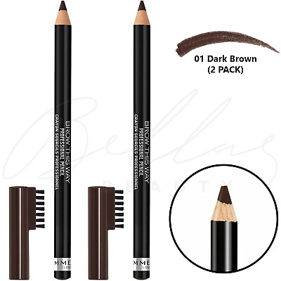 #ad RIMMEL Professional Eyebrow Pencil With Brush Comb Dark Brown *NEW* *2 PACK* $9.49