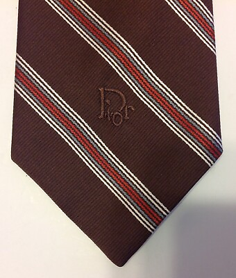 #ad VTG Sears Wide Tie Necktie Brown w Yellow Polka Dot Print Polyester $11.99