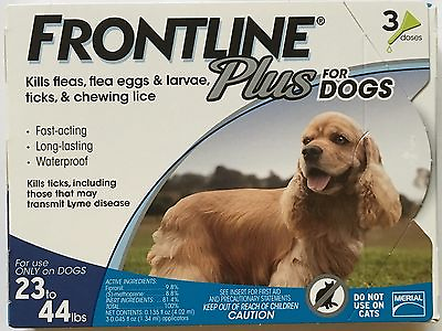 FRONTLINE Plus for Dogs Flea amp; Tick Medicine MEDIUM BLUE Box 3 Month DAMAGED BOX $36.99
