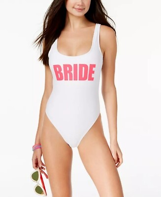 #ad California Waves quot; Bride quot; Graphic One Piece Swimsuit Medium White $45.55