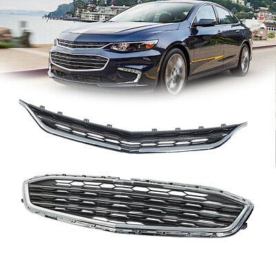 #ad #ad For 2016 2018 Chevrolet Malibu Front Bumper Upper Lower Honeycomb Grille Chrome $45.13
