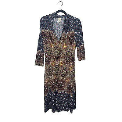 #ad Anthropology Fig amp; Flower Boho Dress 3 4 length sleeve L $25.00
