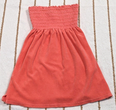 Vintage Juicy Couture Tube Top Medium Coral Dress Terry Beach Cover up Stretch $27.95