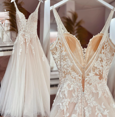#ad Sexy Beach Wedding Dresses Illusion Appliques Boho Bride Dresses Open Back $146.93