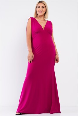 #ad Plus Draped Back V neck Sleeveless Maxi Dress Light Purple $32.99