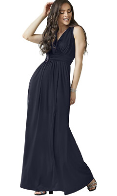 KOHKOH Womens Long Sleeveless Bridesmaid Cocktail Evening Dress Medium Navy Blue $22.99