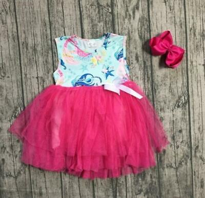 #ad NEW Boutique Mermaid Girls Sleeveless Tutu Dress 6 12 18 2T 3T 4T 5 6 $8.50