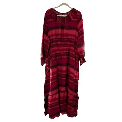 #ad Terra amp; Sky Plus Size Peasant Dress 3X 24W 26W Tiered Maxi Tuscan Rose Boho $19.98