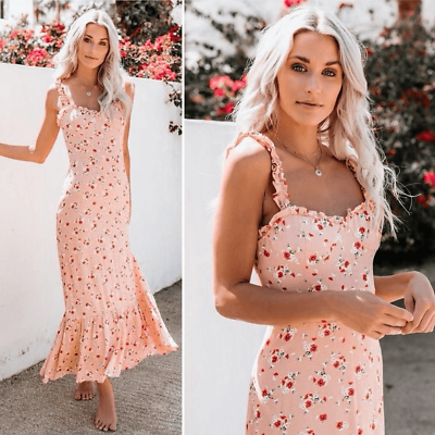 #ad Vici Like A Peach Floral Maxi Dress Size Small $44.99