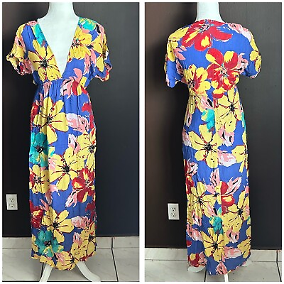 Forever 21 size Small Long Floral Maxi Dress Semi Sheer Multicolor $16.00
