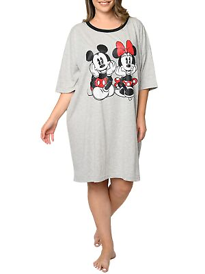 #ad Disney Plus Size Womens Sleep Shirt Mickey Minnie Mouse One Size Nightgown $29.99