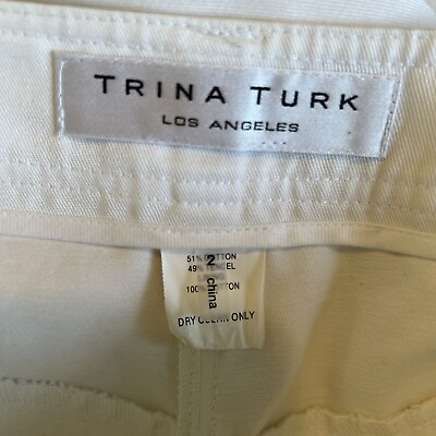 Trina Turk Summer White Mid Rise Wide Leg Casual Trouser Pant Size 2 30x33 EUC $20.00