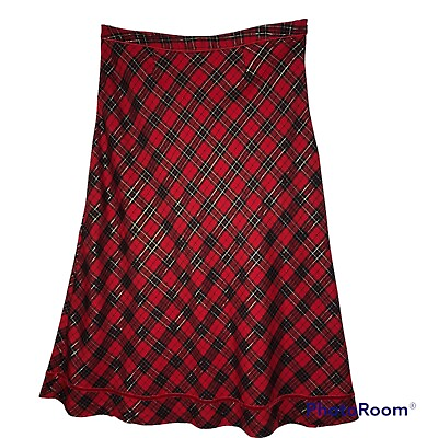 #ad Holiday Editions Womens Plaid Skirt Size 16 Christmas Holiday ALine Modest Party $22.39