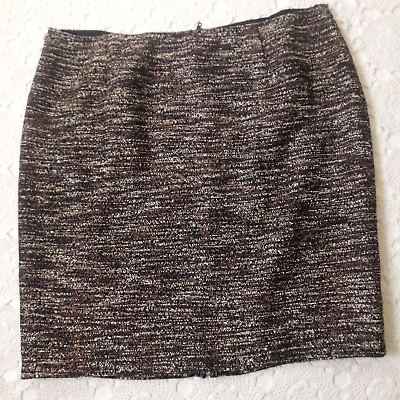 #ad Lafayette 148 Pencil Skirt Short Mini Brown Tweed Exposed Zip Work Wear 20 Women $19.99