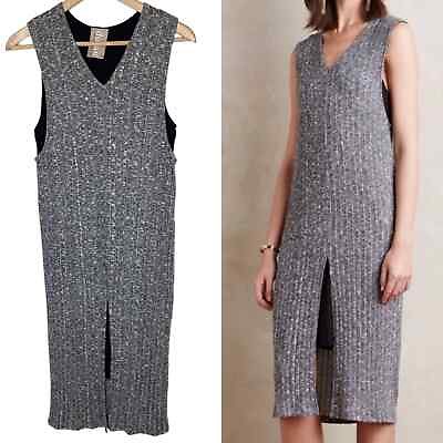 Anthropologie Dolan Layered Luna Dress Grey Knit Sleeveless Overlay size Medium $32.30