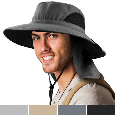 Outdoor Hiking Fishing Hat Summer Sun Protection Wide Brim Boonie Shade 50 UPF $16.99
