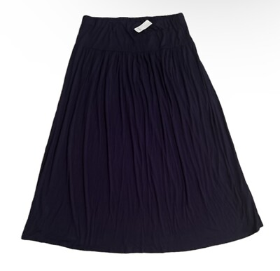 Womens Plus Size Maxi Skirt Navy Blue Soft Stretchy Rayon Spandex Classic Sz 3X $26.99