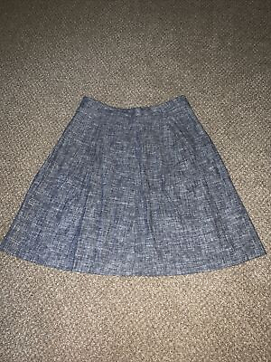 #ad Talbots Women#x27;s Pleated Cotton Blend Lined Skirt Size 12 Blue $9.99