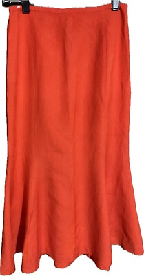 #ad Newport News Ladies Sz 2 Coral Long Mermaid Linen Skirt Church Business Casual $22.99