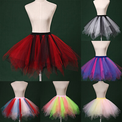 Adult Toddler Kid Solid Color Tutu Skirt Ballet Dress Girls 2 Layer Petticoat $4.24
