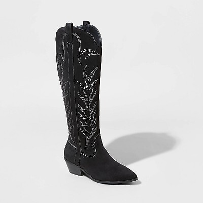 Women#x27;s Sommer Stitch Western Boots Universal Thread Black 8 $20.99