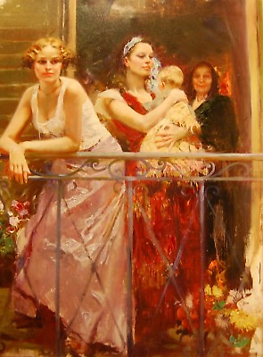 #ad Waiting on the Balcony by Pino Giclee on Canvas UNFRAMED Free Shipping LTD Ed $2800.00