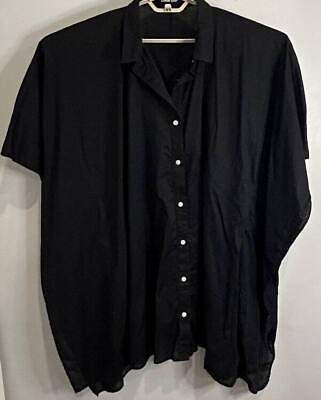 #ad #ad Lands End Womens Swimsuit Cover Up Button Front Black Cotton L 14 16 $13.95