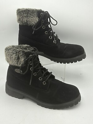 #ad #ad Lugz Womens Boots Size 8.5 School Winter Casual Club Boots Black Fur Trim $24.14