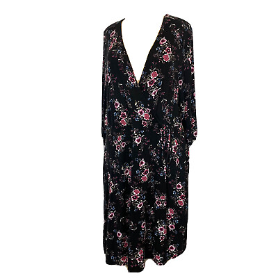#ad #ad Torrid Floral Stretch Wrap V Neck Dress Women Plus Size 2 Casual Cocktail $95 $15.00