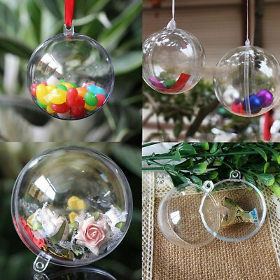 DIY Christmas Balls Ornaments Fillable Open Clear Hanging Ball Xmas Tree Decor $7.95