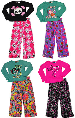 Fun Kidz Fancy Girlz Girls Long Sleeve Flame Resistant Graphic Print Pajamas Set $10.00