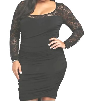 #ad New Torrid Dress Bodycon Mini Shirred Lace Gothic Holiday Sexy Party Plus Sz 3x $47.99