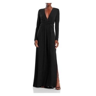 #ad Ramy Brook L113403 Womens Black Plunging Gathered V Neck Evening Dress Size 16 $484.25
