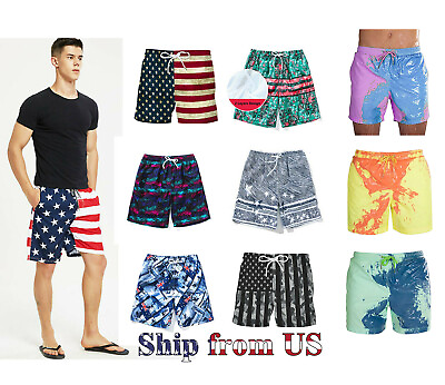 #ad #ad Men#x27;s Summer Swim Trunks Surf Shorts Swimwear Trunks Beach Casual Boxers Pants $16.99