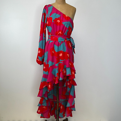 #ad Show Me Your Mumu Dress Women Medium Maxi Asymmetric Ruffle Tie Boho Party Core $109.97