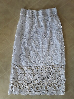 #ad #ad Eye Candy White Crochet Lined Skirt Size M 26quot; Waist $8.99