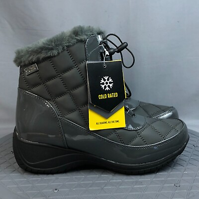 Khombu Maggie Womens Boots Size 7.5 Waterproof Winter Lace up Snow Boot Pewter $49.99