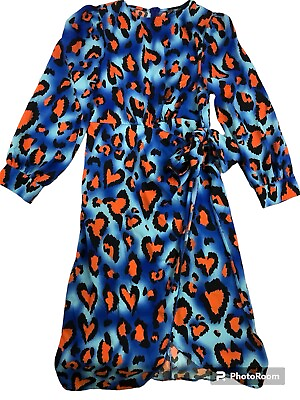 #ad #ad Shein Women’s Maxi Dress Long Sleeve Blue Leopard Animal Size L 12 14 $9.99