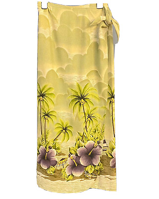 #ad Tommy Bahama Silk Floral Printed Maxi Skirts Wrap Size S Waist Tie Blue Green $26.00