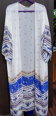 #ad Beach Cover Up Chiffon Kimono Long Dress Bathing Suit Aztec Design OS $8.97