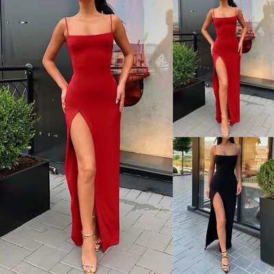 #ad Sexy Women Bodycon Maxi Dress Evening Cocktail Party Split Ball Gown Summer US $16.99