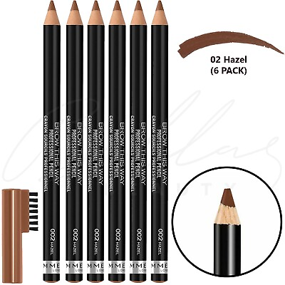 #ad RIMMEL Professional Eyebrow Long Lasting Pencil With Brush Comb Hazel *6 PACK* $23.99