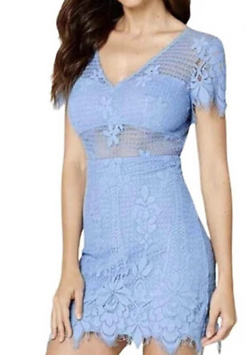 #ad Bebe Very Peri Periwinkle Blue Lace Tory Allure Cocktail Dress Size 6 $39.99