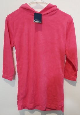NEW Lands End Pink Short Sleeve shirt Hooded Terry Cloth Swimsuit Cover Up Small $9.99