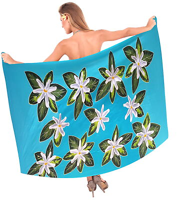 #ad LA LEELA Womens Sarong Bikini Cover Ups Summer Beach Wrap 78quot;x43quot; Turquoise O696 $23.31